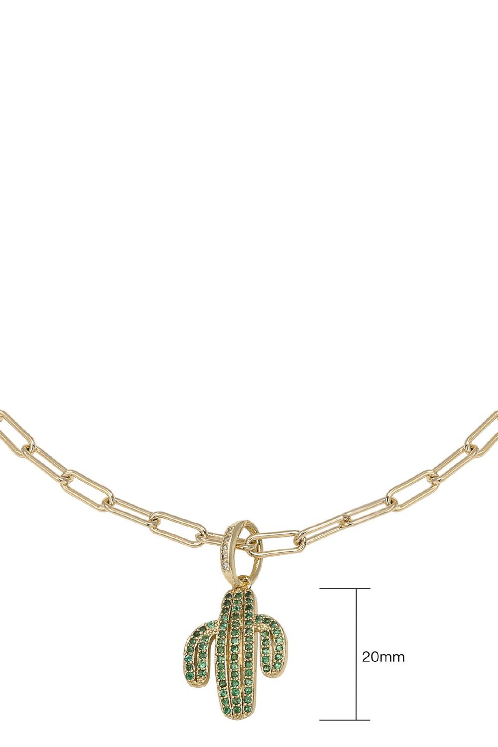Ketting Zirconia Cactus  Green & Gold Copper h5Afbeelding4